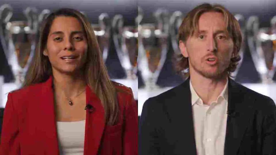 Kenti Robles protagonizó postal navideña a lado de Carlo Ancelotti y Luka Modric