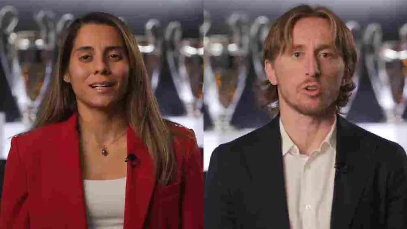 Kenti Robles protagonizó postal navideña a lado de Carlo Ancelotti y Luka Modric