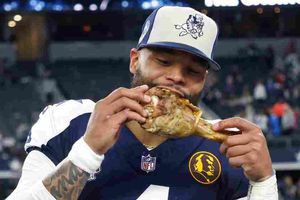¡Hambre de triunfo! Dak Prescott celebró anotación de los Cowboys comiendo pavo
