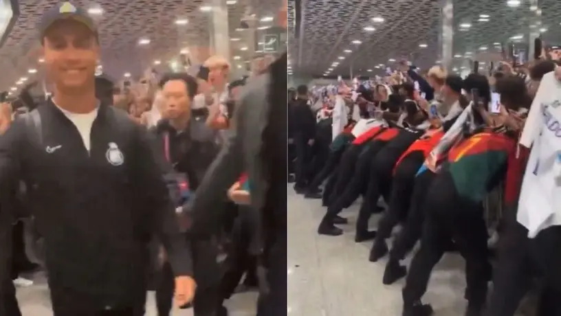 Llegada de Cristiano Ronaldo a China desata locura en el aeropuerto de Shenzhen