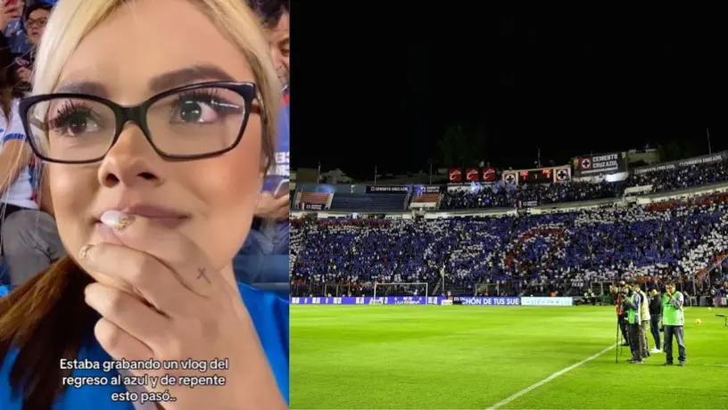 Aficionada de Cruz Azul 'rompe en llanto' tras ver mosaico en regreso al Ciudad de los Deportes
