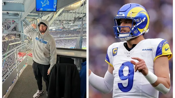 Eminem le ruega a Matthew Stafford un 'favor' antes del partido de los Rams vs Lions