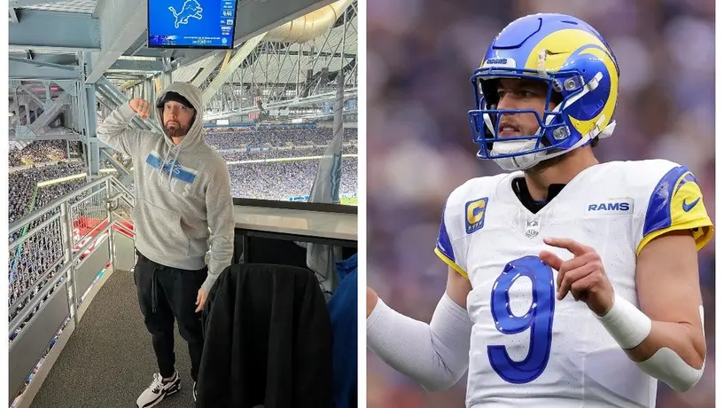 Eminem le ruega a Matthew Stafford un 'favor' antes del partido de los Rams vs Lions