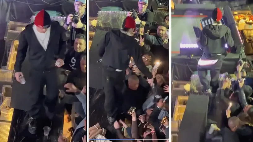 ¡Tranquilo, viejo! Peso Pluma agrede a fanático en pleno concierto en Texas