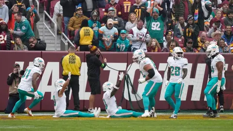 ¡En la montaña rusa! Dolphins festejó TD ante Washington como en un parque de diversiones