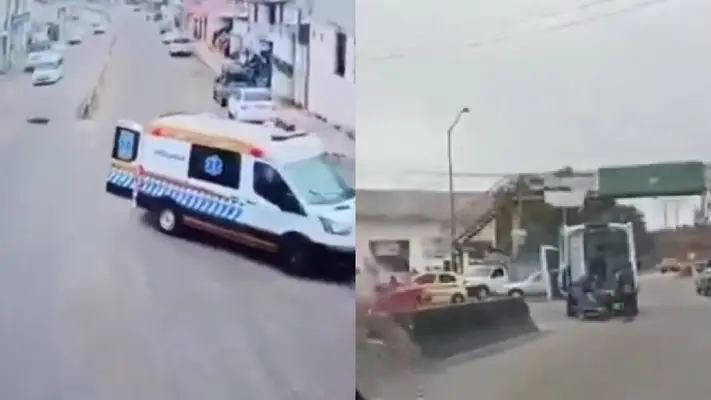 VIDEO: Sale volando enfermo de una ambulancia que manejaba a exceso de velocidad
