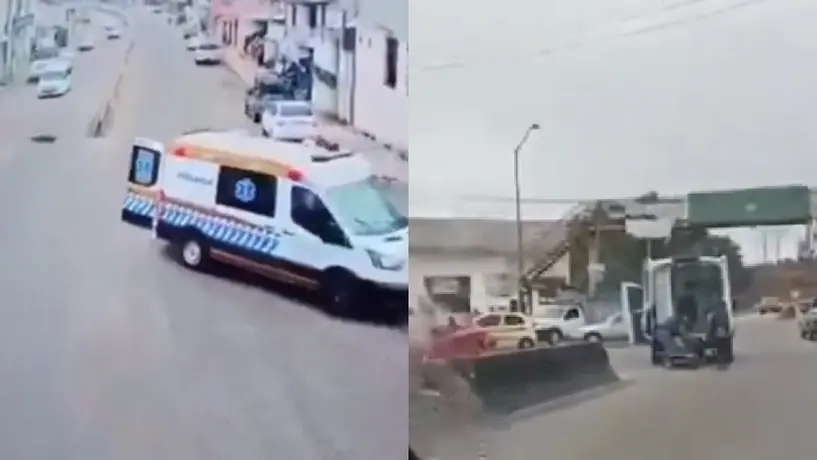 VIDEO: Sale volando enfermo de una ambulancia que manejaba a exceso de velocidad