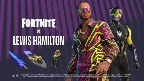Lewis Hamilton llega a Fortnite con una grandiosa skin que incluye su mascota