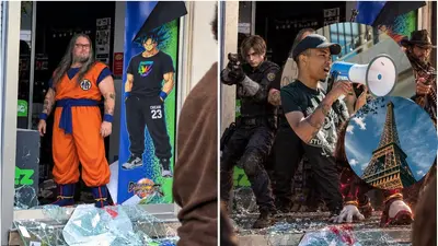 Hombre defiende su tienda durante disturbios en Francia y lo bautizan como Goku