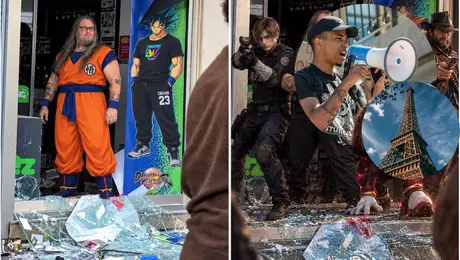Hombre defiende su tienda durante disturbios en Francia y lo bautizan como Goku