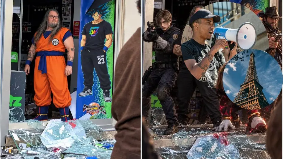 Hombre defiende su tienda durante disturbios en Francia y lo bautizan como Goku