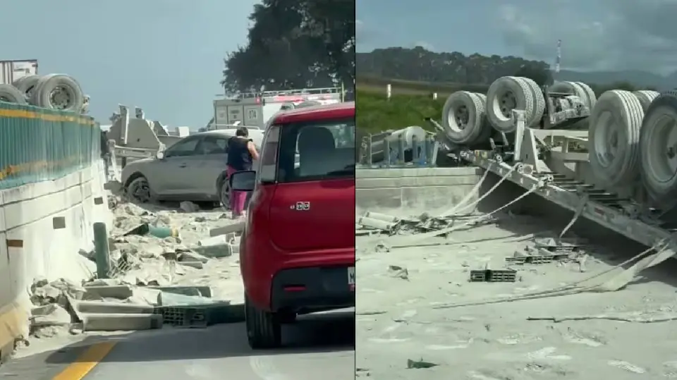 Seis automóviles particulares resultaron involucrados en el choque múltiple registrado en la autopista México-Puebla./ Captura de pantalla