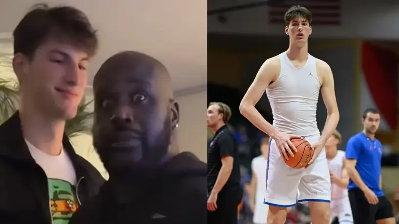 Ni Shaq lo esperaba: Olivier Rioux, el adolescente más alto del mundo, sorprende a Shaquille O'Neal