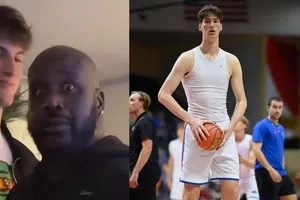Ni Shaq lo esperaba: Olivier Rioux, el adolescente más alto del mundo, sorprende a Shaquille O'Neal