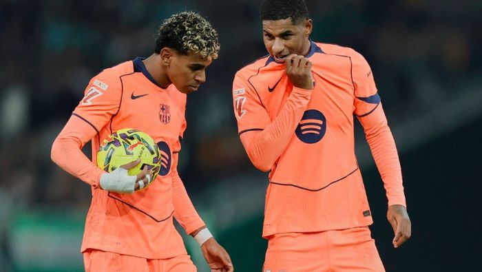 Lamine Yamal y Marcus Rashford con Barcelona | AP