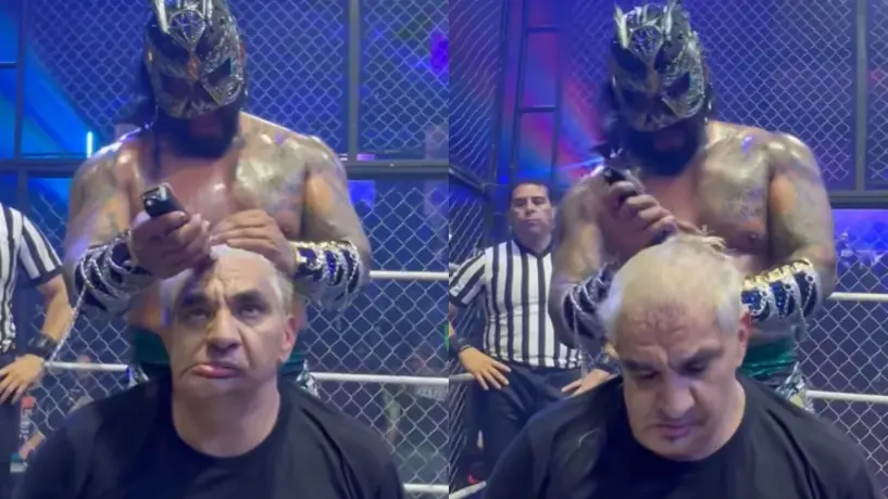 Shocker perdió su cabellera ante DMT Azul en el aniversario de la Arena Naucalpan