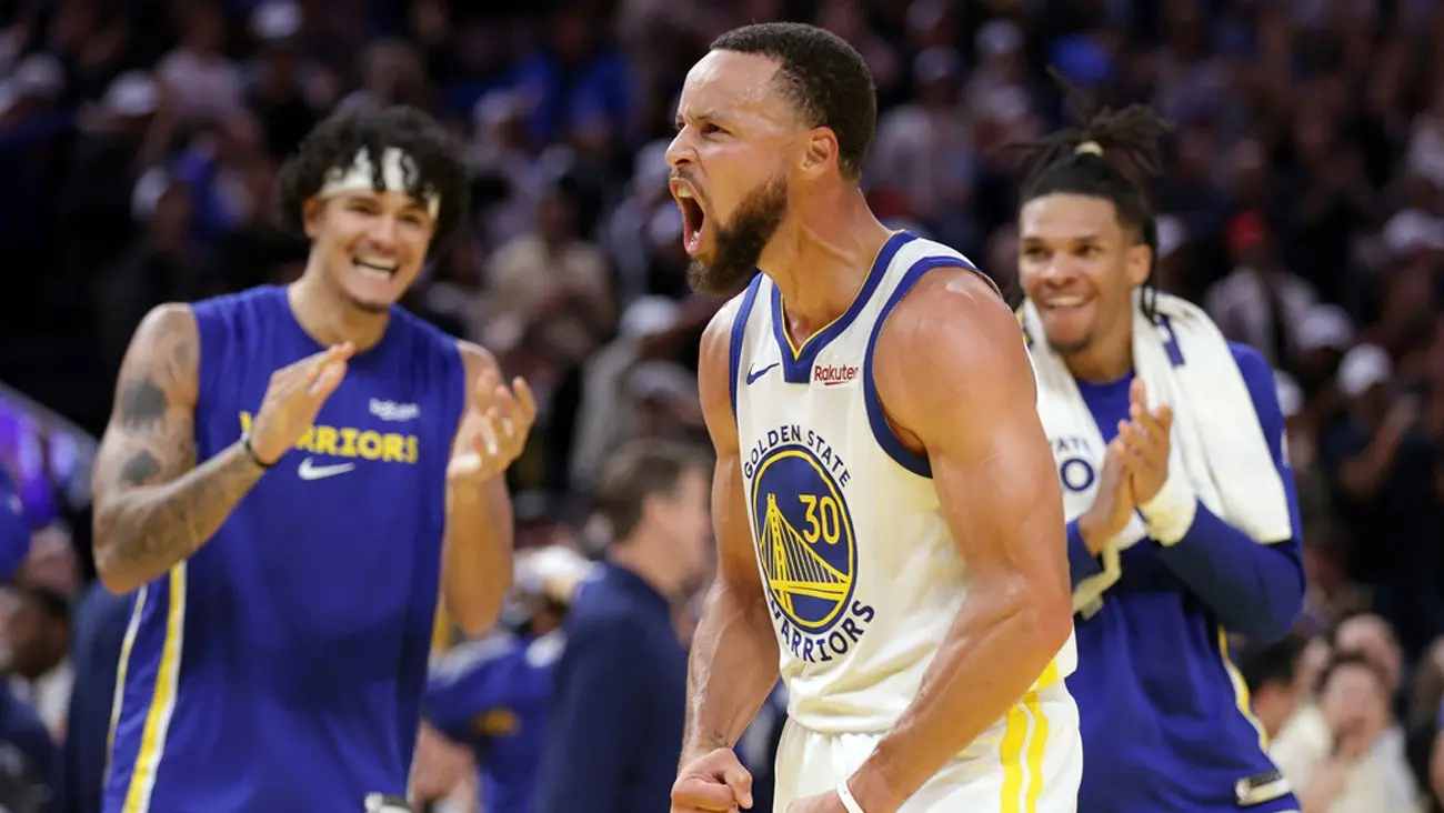 Stephen Curry celebra ante Nuggets | AP