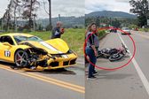 VIDEO: Ferrari 488 choca contra motocicleta y termina destrozado; muere una persona