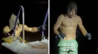 Sergio Canales se sumerge en lago congelado en Finlandia para recuperase físicamente