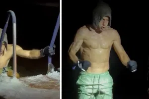 Sergio Canales se sumerge en lago congelado en Finlandia para recuperase físicamente
