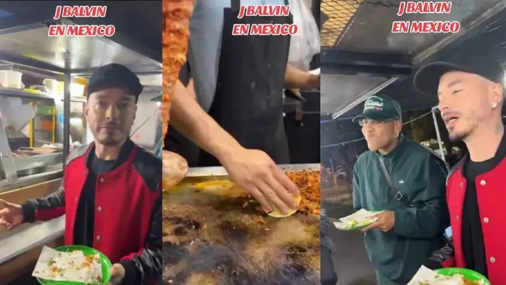 VIDEO: Captan a J Balvin comiendo tacos en puesto callejero de CDMX antes del Flow Fest