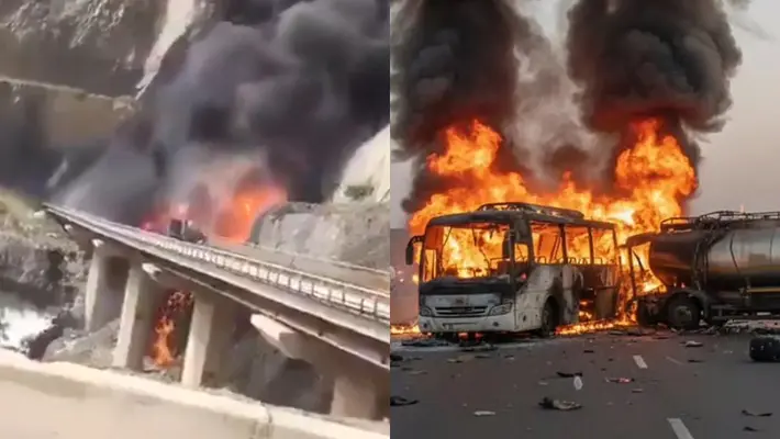 VIDEO: Camión de peregrinos choca contra pipa; mueren 45 personas