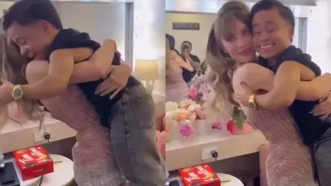VIDEO: Belinda se emociona por conocer a Abelito y hasta lo carga