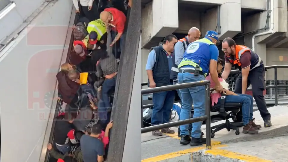 VIDEO | Caída múltiple en escaleras del Metro Ciudad Deportiva deja 12 heridos