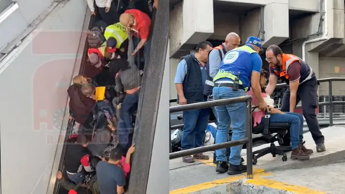 VIDEO | Caída múltiple en escaleras del Metro Ciudad Deportiva deja 12 heridos