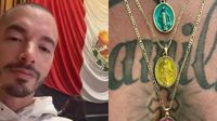 J Balvin se rinde ante la Virgen de Guadalupe y visita la Basílica con medallitas en el pecho