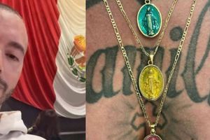 J Balvin se rinde ante la Virgen de Guadalupe y visita la Basílica con medallitas en el pecho