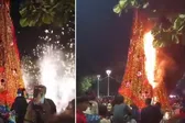 Encendido navideño termina en incendio de árbol en Bahía de Banderas, Nayarit | VIDEO