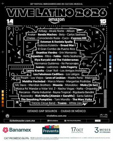 Este es el cartel oficial para el Vive Latino 2026.