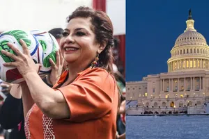 Clara Brugada aparece bajo la nieve en Washington rumbo al sorteo del Mundial 2026