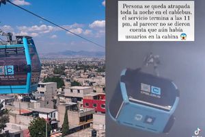 VIDEO: Hombre queda atrapado de noche en cabina del Cablebús