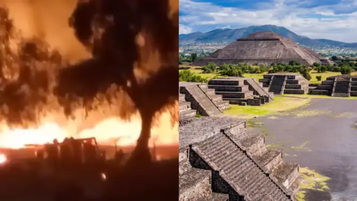 Fuego en Teotihuacán: así se vivió el incendio detrás de la Pirámide de la Luna / VIDEO