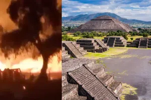 Fuego en Teotihuacán: así se vivió el incendio detrás de la Pirámide de la Luna / VIDEO