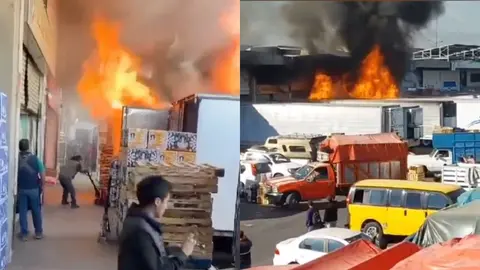 VIDEO: Incendio en la Central de Abasto moviliza a cuerpos de emergencia; no hay heridos