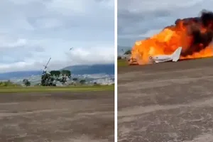 VIDEO: Avioneta se estrella durante despegue y mueren dos personas