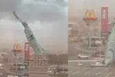 Video: Réplica de la Estatua de la Libertad colapsa en Brasil por vientos extremos