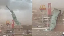 Video: Réplica de la Estatua de la Libertad colapsa en Brasil por vientos extremos