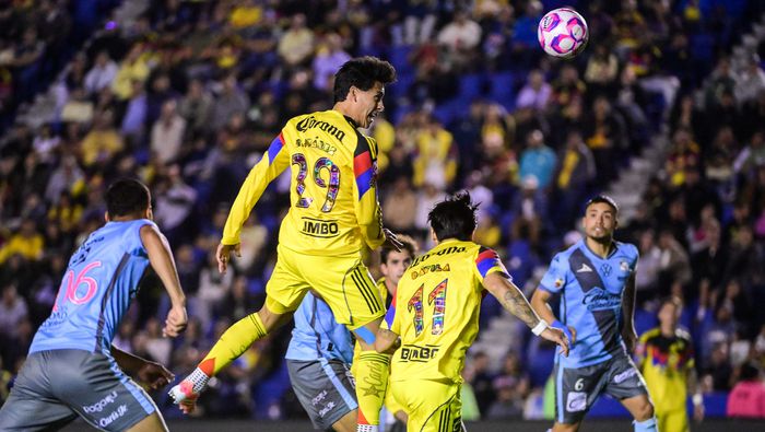 Ramón Juárez en su remate para el gol ante Puebla  en el Apertura 2025 | IMAGO 7