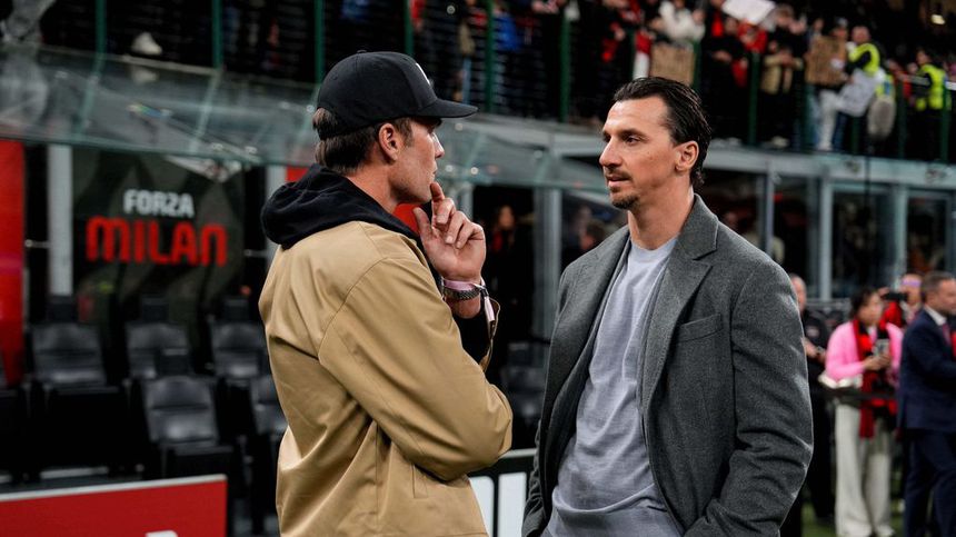 Zlatan Ibrahimovic y Tom Brady charlan previo al partido de Serie A en San Siro | AP