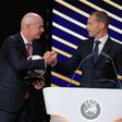 Infantino y Ceferin durante el 50° Congreso Ordinario de la UEFA en Bruselas | AFP