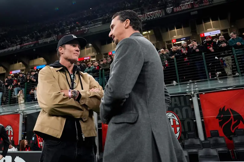 Brady y Zlatan previo al partido de AC Milan en San Siro | AP