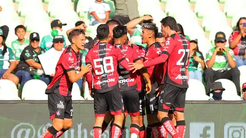 Jugadores del Atlas festejando el gol contra Santos | MEXSPORT