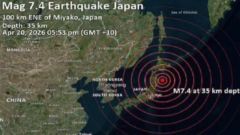 Finalmente la magnitud del terremoto fue actualizada a 7.7 grados, con epicentro en Iwate