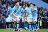 Jugadores de Manchester City en celebración en el partido ante Arsenal | AP