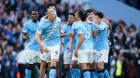Jugadores de Manchester City en celebración en el partido ante Arsenal | AP