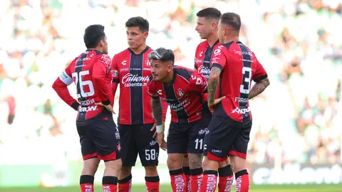 Jugadores de Atlas en el juego contra Santos